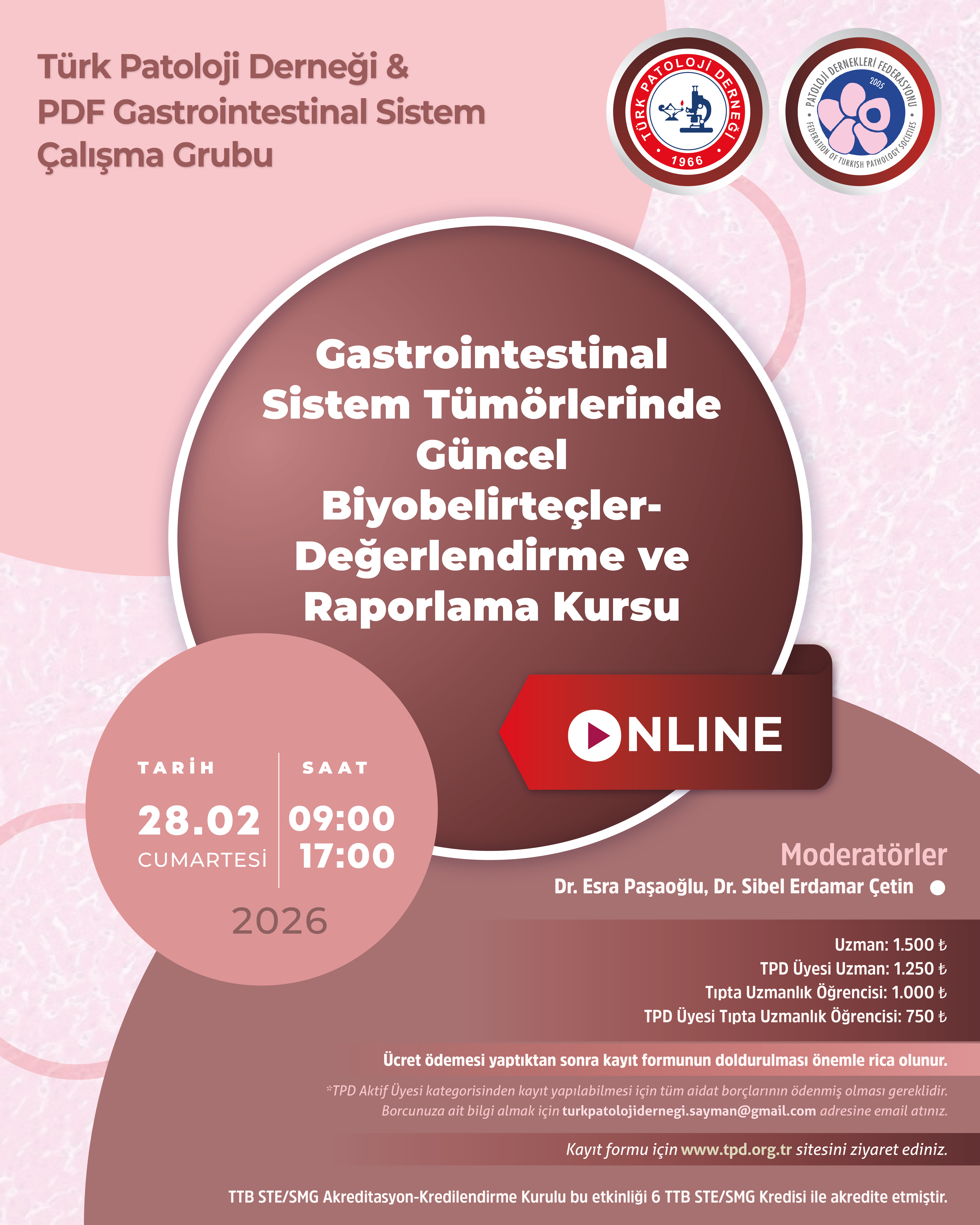 Gastrointestinal Sistem Tümörlerinde Güncel Biyobelirteçler-Değerlendirme ve Raporlama Kursu