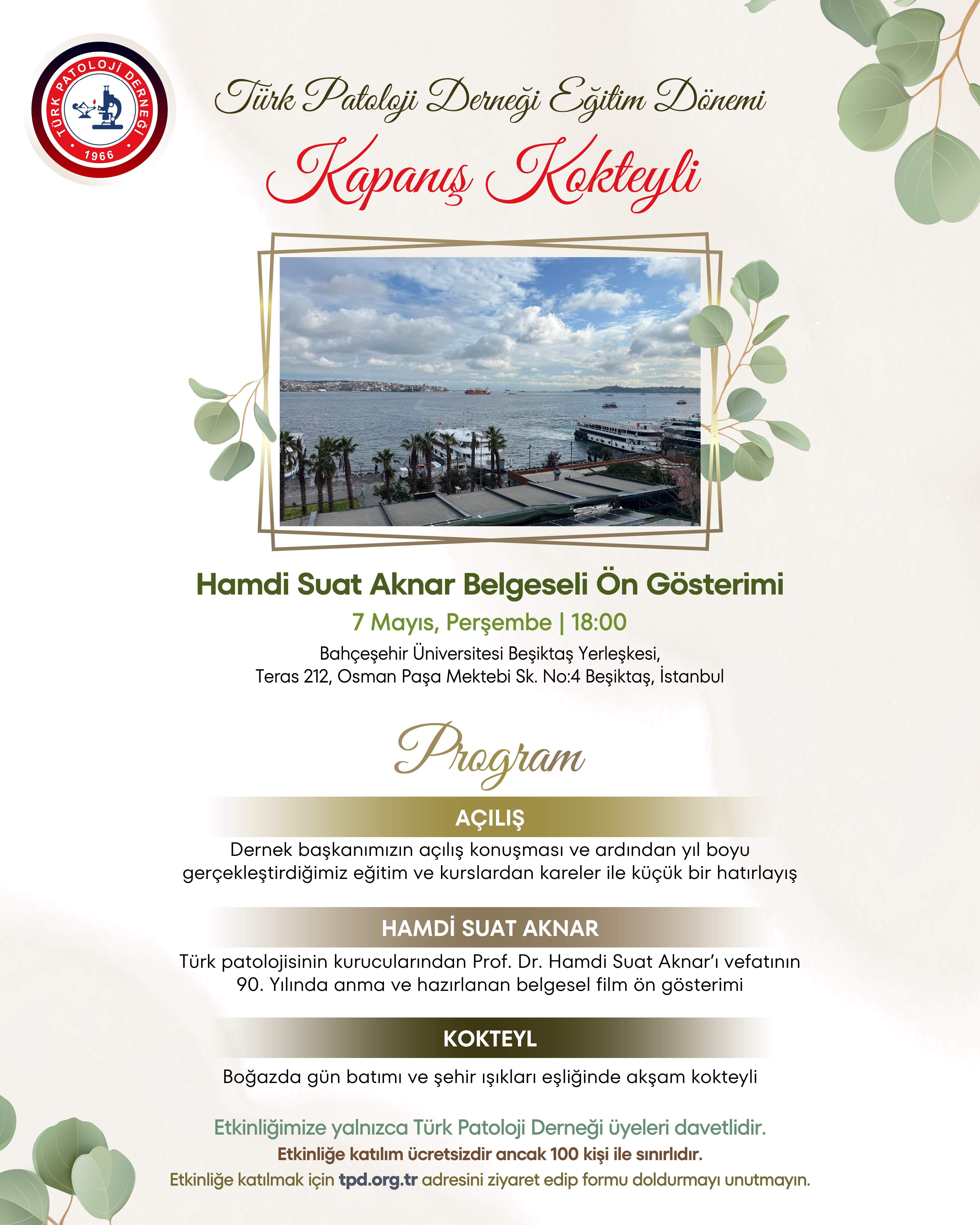 Türk Patoloji Derneği Eğitim Dönemi Kapanış Kokteyli